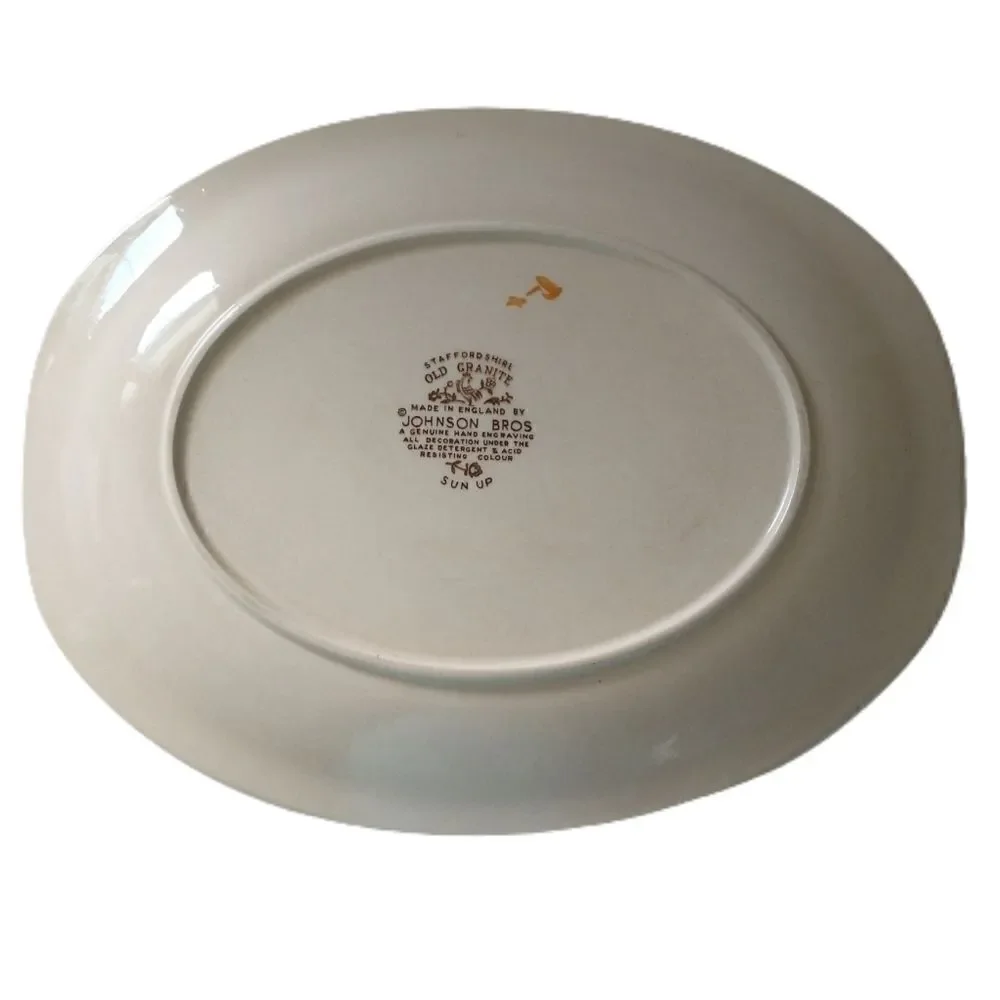 ‎Staffordshire Old Granite Sun Up Platter Serving Johnson Brothers Rooster Vtg